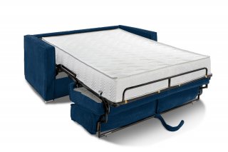 Canapé convertible express 120 MANDELIEU matelas 18cm sommier lattes velours côtelé bleu