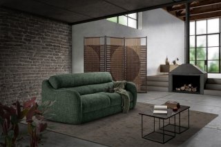 Canapé convertible express  PAGODA couchage 140 cm matelas 17 cm tissu Mid West vert forêt