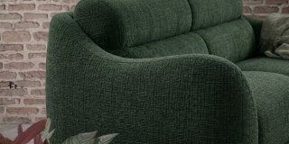 Canapé convertible express  PAGODA couchage 140 cm matelas 17 cm tissu Mid West vert forêt