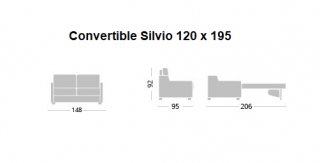 Canapé Convertible express SILVIO Encombrement ouvert : 206 cm couchage 140  piétement hêtre naturel.