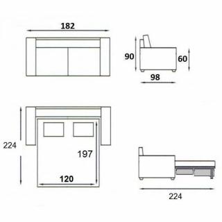 Canapé convertible EXPRESS  SQUADRA 120 cm sommier lattes RENATONISI