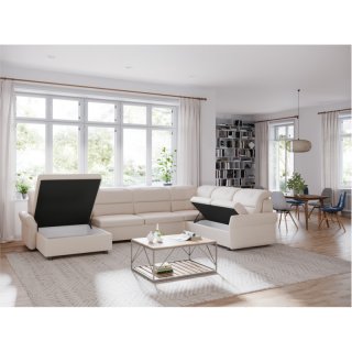 Canapé panoramique modulable convertible avec coffre GARDEN beige