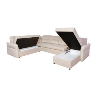 Canapé panoramique modulable convertible avec coffre GARDEN beige