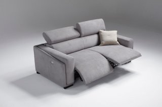 Canapé convertible lit et relax ABIGAIL couchage 140 cm cuir gris 
