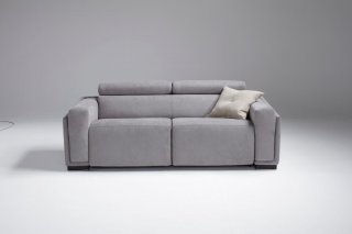 Canapé convertible lit et relax ABIGAIL couchage 140 cm cuir gris 
