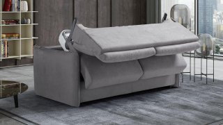 Canapé convertible lit AIMEE couchage 100 cm cuir gris 