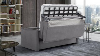 Canapé convertible lit AIMEE couchage 100 cm cuir gris 