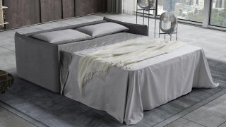 Canapé convertible lit AIMEE couchage 100 cm cuir gris 