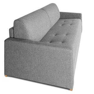 Canapé convertible express BIRDY 140cm  matelas 16cm  mono assise capitonnée tweed gris silex