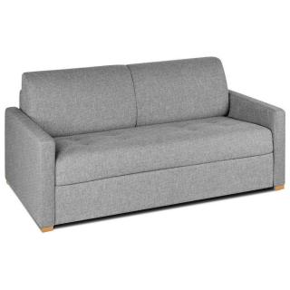 Canapé convertible express BIRDY 140cm  matelas 16cm  mono assise capitonnée tweed gris silex