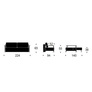 INNOVATION LIVING  Canapé au design nordique ELUMA convertible lit 200*140 cm tissu Twist Granite