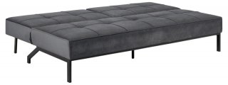 Canapé convertible PEARL en velours gris sombre piétement noir mat