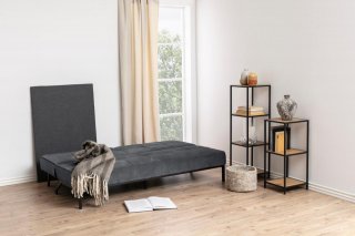 Canapé convertible PEARL en velours gris sombre piétement noir mat