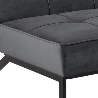 Canapé convertible PEARL en velours gris sombre piétement noir mat