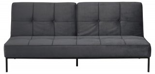 Canapé convertible PEARL en velours gris sombre piétement noir mat