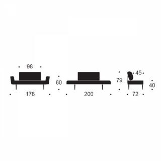 INNOVATION LIVING  Canape design ZEAL BOW convertible lit 200*70 cm tissu Elegance paprika