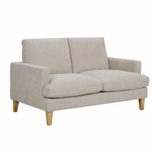 Canapé droit 2 places LANA tissu beige pieds bois clair Canapé droit 2 places LANA tissu beige pieds bois clair