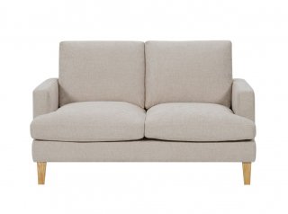 Canapé droit 2 places LANA tissu beige pieds bois clair