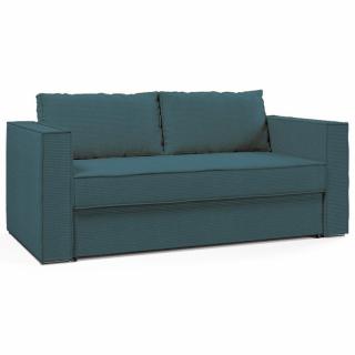 Canapé convertible express 140 ANTIBES matelas mémory 22cm sommier métal velours côtelé azur