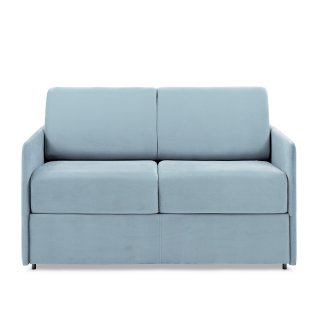 Canapé lit express COLOSSE couchage 120 cm matelas épaisseur 22 cm à mémoire de forme velours bleu pastel