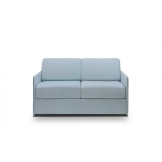 Canapé lit express COLOSSE couchage 140 cm matelas épaisseur 22 cm à mémoire de forme velours bleu pastel