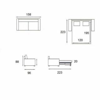 Canapé lit HONFLEUR vert ouverture EXPRESS couchage 120*192*20cm sommier lattes RENATONISI