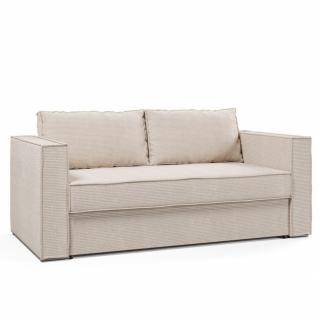 Canapé convertible EXPRESS IBIZA 140x192 cm matelas 16 cm velours côtelé perle sommier LATTES