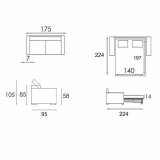 Canapé lit 3 places PARIS en microfibre noir couchage 140cm ouverture express sommier lattes RENATONISI