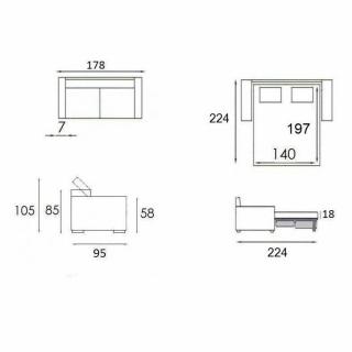 Canapé lit 3 places MONTMARTRE en microfibre taupe couchage 140cm convertible express MATELAS 18CM