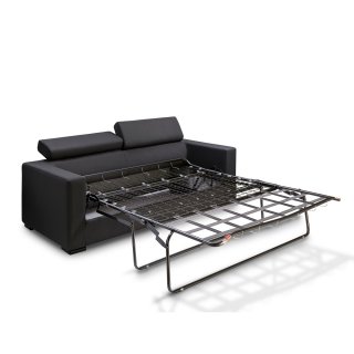 Canapé convertible OMEGA ouverture EXPRESS couchage 140 cm dossier têtières réglables tissu gris