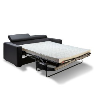 Canapé convertible OMEGA ouverture EXPRESS couchage 140 cm dossier têtières réglables tissu gris