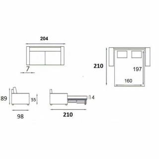 Canapé convertible EXPRESS OSLO tweed vert lime Couchage 160cm matelas 16 cm