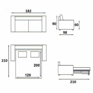 Canapé convertible EXPRESS  SQUADRA 120 cm  polyuréthane rouge clair sommier lattes RENATONISI