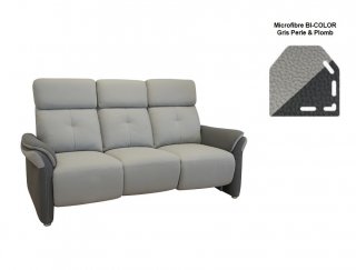 Canapé fixe 3 places GELLIN microfibre gris perle / plomb