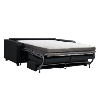 Canapé convertible express DOMUS 140cm matelas 18cm sommier lattes tissu gris anthracite