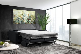 Canapé convertible express DOMUS 140cm matelas 18cm sommier lattes tissu gris anthracite