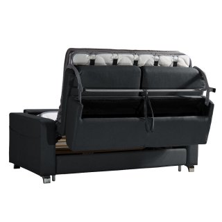 Canapé convertible express DOMUS 140cm matelas 18cm sommier lattes tissu gris anthracite