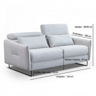 Canapé convertible express 140 GEORGE têtières réglables matelas 13 cm 