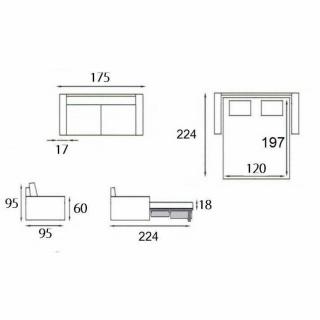 Canapé lit 2-3 places MASTER convertible EXPRESS 120 cm Tweed Cross gris silex MATELAS 18 CM INCLUS