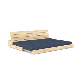 Canapé lit futon BASE bleu marine couchage 130cm dossiers coffres