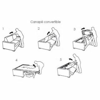 Canapé convertible 3 places MOJITO matelas 15cm système express sommier lattes 140cm tissu microfibre gris silex