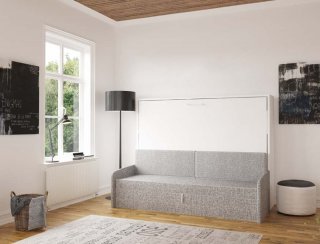Canapé pour lit escamotable horizontal MULTIMO tissu tweed gris