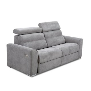 Canapé 2 places 2 relax électrique CONFORT LOFT avec système zéro wall tissu crown gris clair