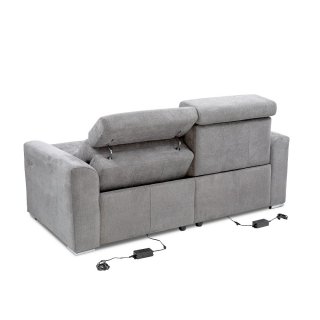 Canapé 2 places 2 relax électrique CONFORT LOFT avec système zéro wall tissu crown gris clair