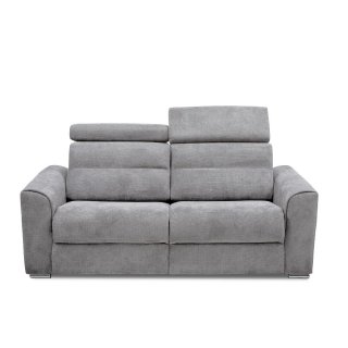 Canapé 2 places 2 relax électrique CONFORT LOFT avec système zéro wall tissu crown gris clair