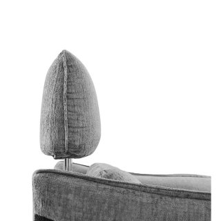 Canapé 2 places relax électrique CROWN têtière réglable tissu chenillé gris anthracite & carbone