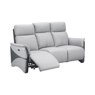 Canapé relax 3 places électrique STELLAR micro peau gris clair & gris foncé