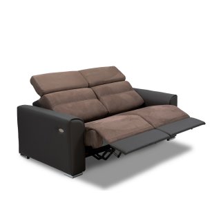 Canapé 3 places 2 relax électrique CONFORT LOFT avec système zéro wall bicolore gris / taupe