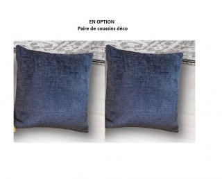 Canapé 2 places RELAX électrique ATTITUDE têtière réglable tissu chenillé bleu nuit