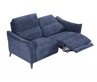 Canapé 2 places RELAX électrique ATTITUDE têtière réglable tissu chenillé bleu nuit